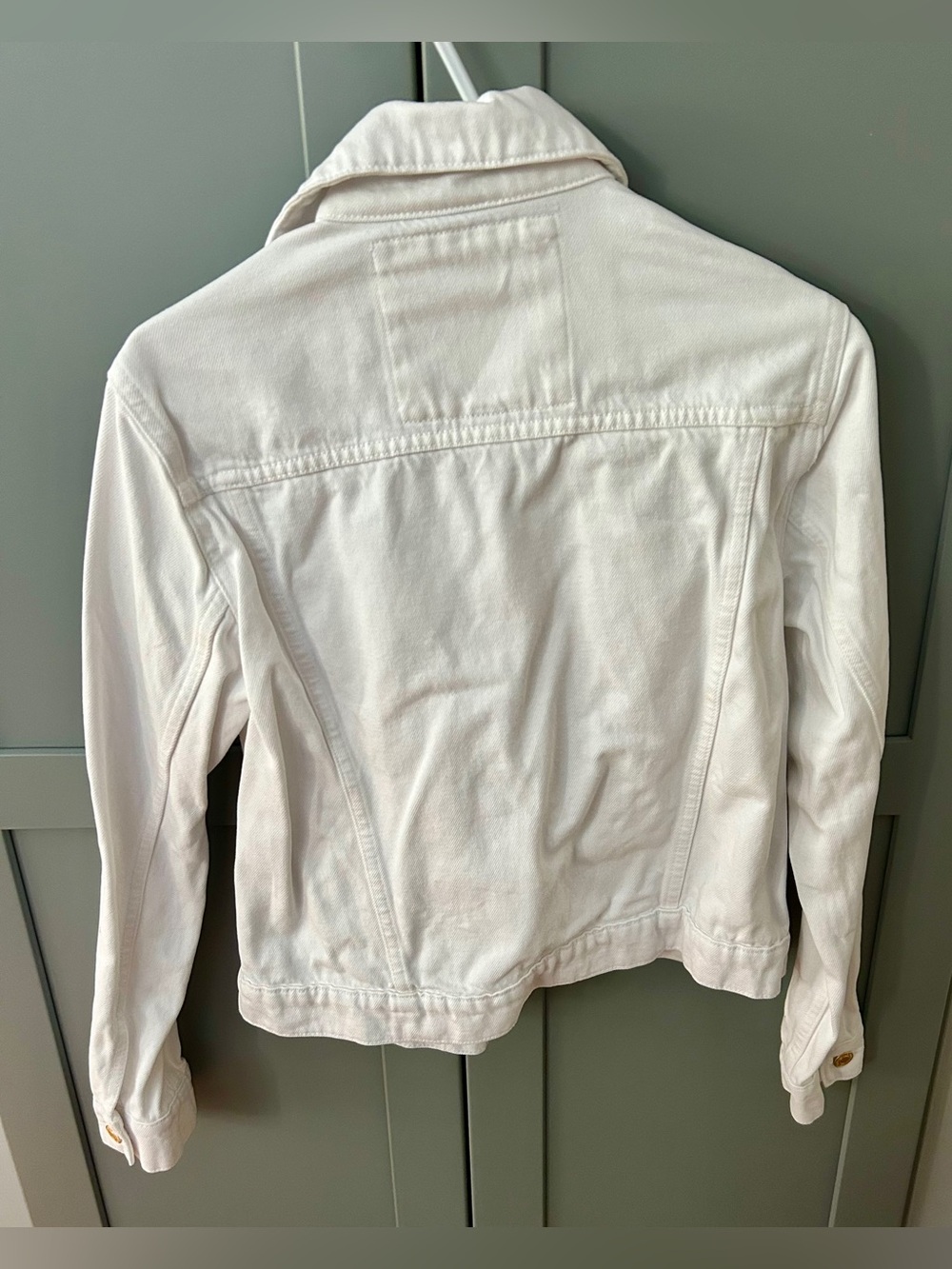 Michael Kors White Denim Trucker Jacket with Gold Hardware- S - Picture 3 of 7